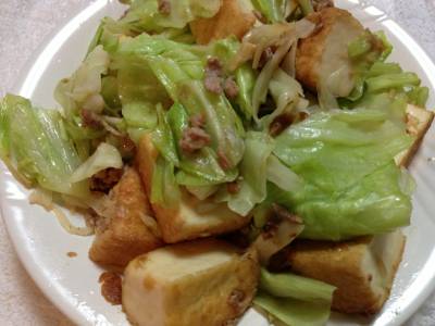 キャベツと厚揚げのみそ炒め