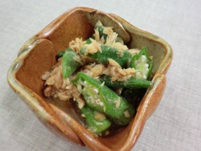 オクラのツナマスタードあえ