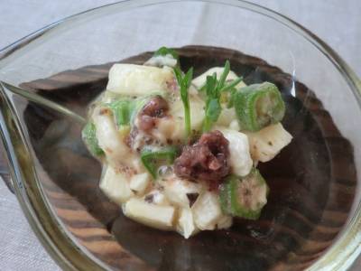 長芋とオクラの梅わさびあえ