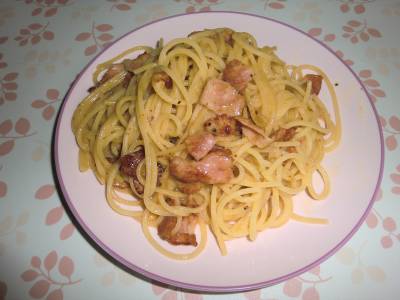 牛乳で作るカルボナーラ