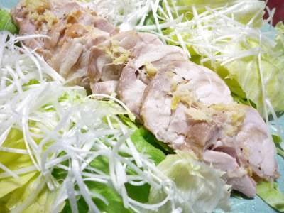 鶏ロール蒸しレモンジンジャーソース