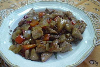 豚ヒレ肉の甘酢炒め