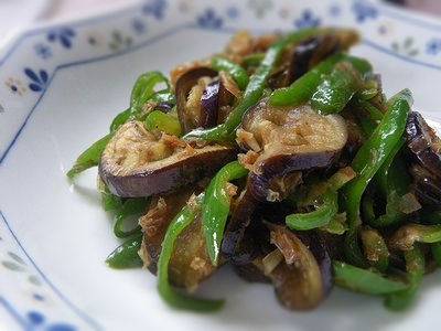 焼きなすと焼きピーマンのおかかあえ