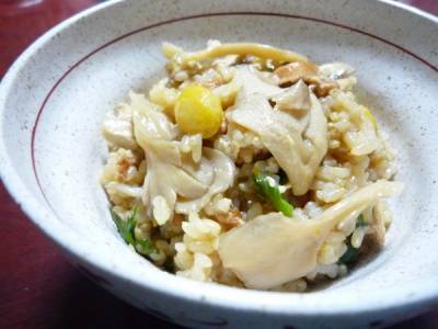 まいたけとくずしがんもの炊き込みごはん