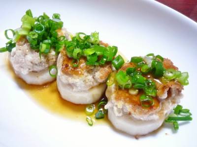 れんこん肉豆腐詰め☆生しょうゆ香るあんかけ