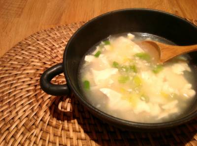 くずし豆腐とたっぷりねぎのスープ