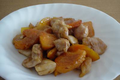 柿と鶏肉の照り焼き