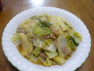 白菜とひき肉のうま煮