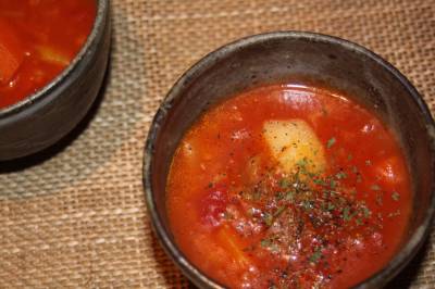 ねぎと根菜のミネストローネ