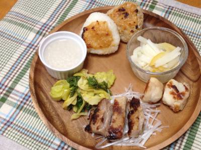 魚とおにぎりの甘酒みそ焼き