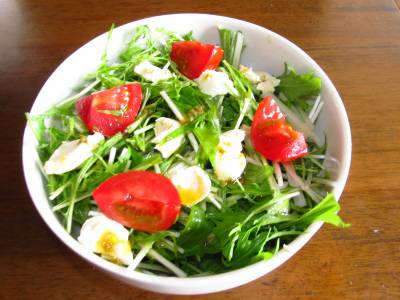 クリームチーズと水菜の柚子こしょうあえ