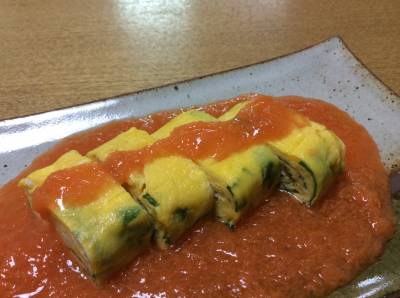 厚焼き卵のにんじんあんかけ