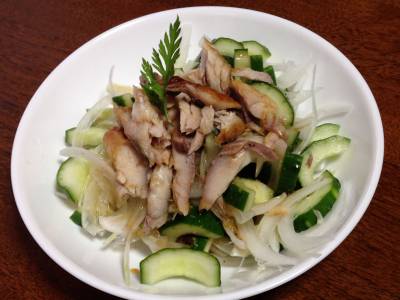 きゅうりとあじの干物のおろしあえ