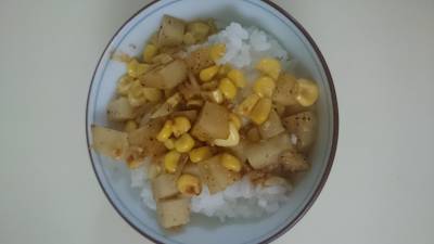 とうきびとじゃがいものかけご飯