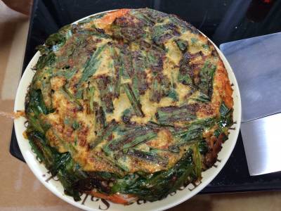 さんまのかば焼きとにらのチヂミ風