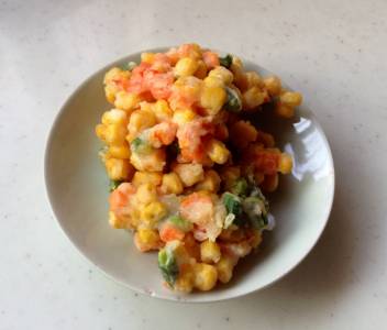 とうもろこしのかき揚げ トマトおろし