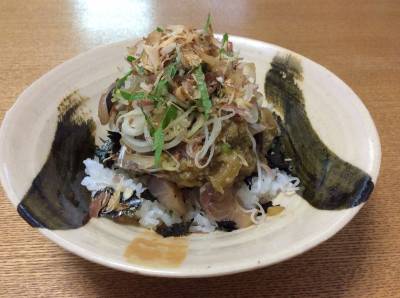 あじと焼きなす丼