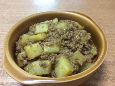 長芋のカレーそぼろ煮
