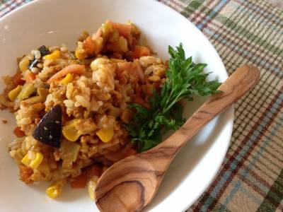 コーンとハムのドライカレー