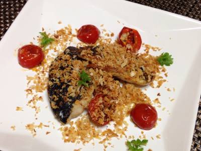 あじのソテー 焼きトマトソース