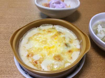 キャベツとゆで卵のグラタン