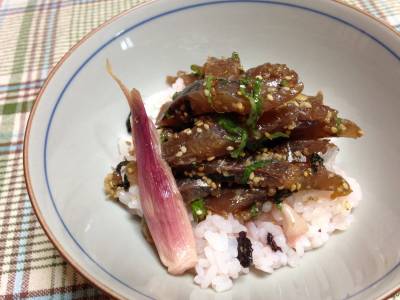 梅ご飯のあじのせ丼