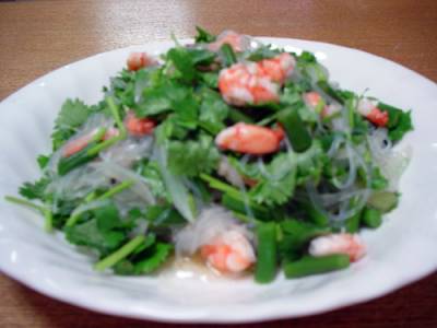 春雨とえびのエスニック風