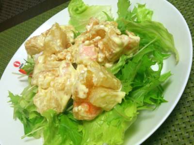 長芋とえびのフリット・マヨあえ