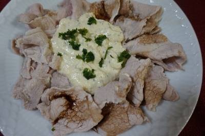 ゆで豚の豆腐ソース