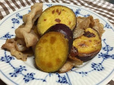 さつまいもと豚肉のバターじょうゆ焼き