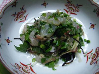 青じそを使った サッパリ ハーブ刺身