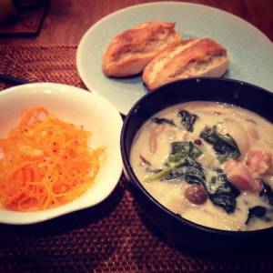 かきとほうれんそうのクリーム煮