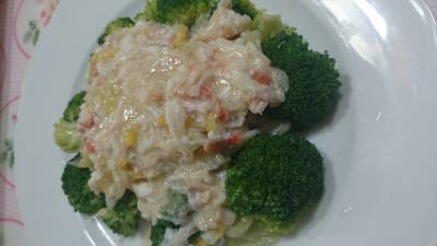 ブロッコリーのかにあんかけ