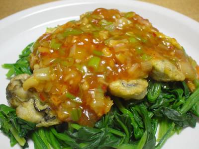 かきの卵煎り焼き チリソース