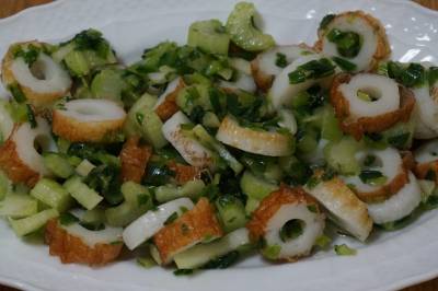 セロリとちくわのねぎ塩あえ