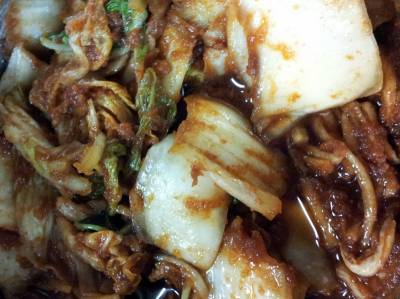 明太子で白菜キムチ