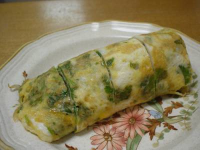 もやしと香菜のアジア風卵焼き