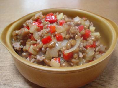 ひき肉と納豆炒め