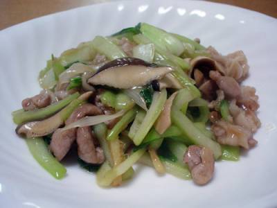 豚バラとチンゲンサイの炒め物