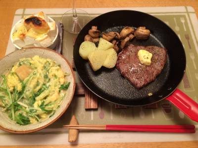 水菜と麩の卵とじ