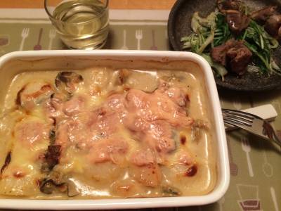 かきと帆立てとかぶのグラタン