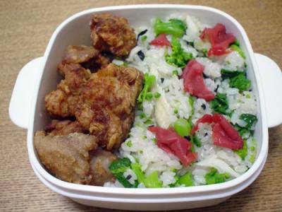 菜の花とかますのひじきご飯