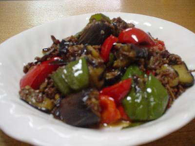 なすとひき肉の激辛炒め