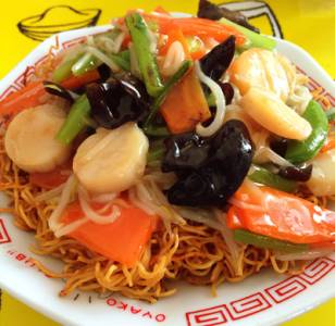 帆立ての塩あんかけ焼きそば