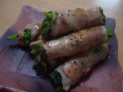 菜の花の肉巻き焼き