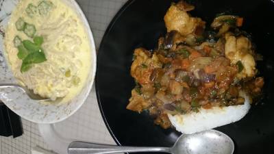 なすと鶏肉のドライカレー