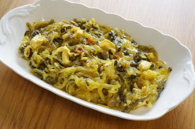 ささ身と春雨の高菜炒め