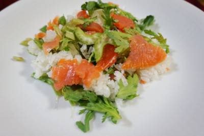 スモークサーモンとクレソンのちらしずし