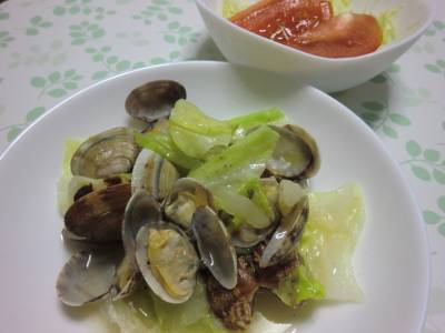 春キャベツとあさりのサッと蒸し