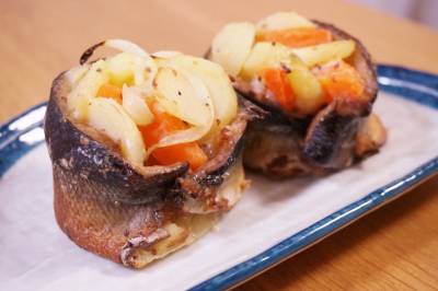 さんまのポテトサラダ巻き